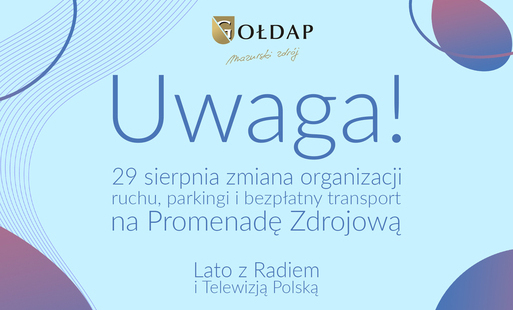 Zdjęcie do WAŻNE! 29 SIERPNIA ZMIANA ORGANIZACJI RUCHU, PARKINGI I BEZPŁATNY TRANSPORT NA PROMENADĘ ZDROJOWĄ
